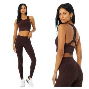 Alo Yoga High-Waist Alosoft Highlight Legging & Serenity Bra Set Heather Brown S